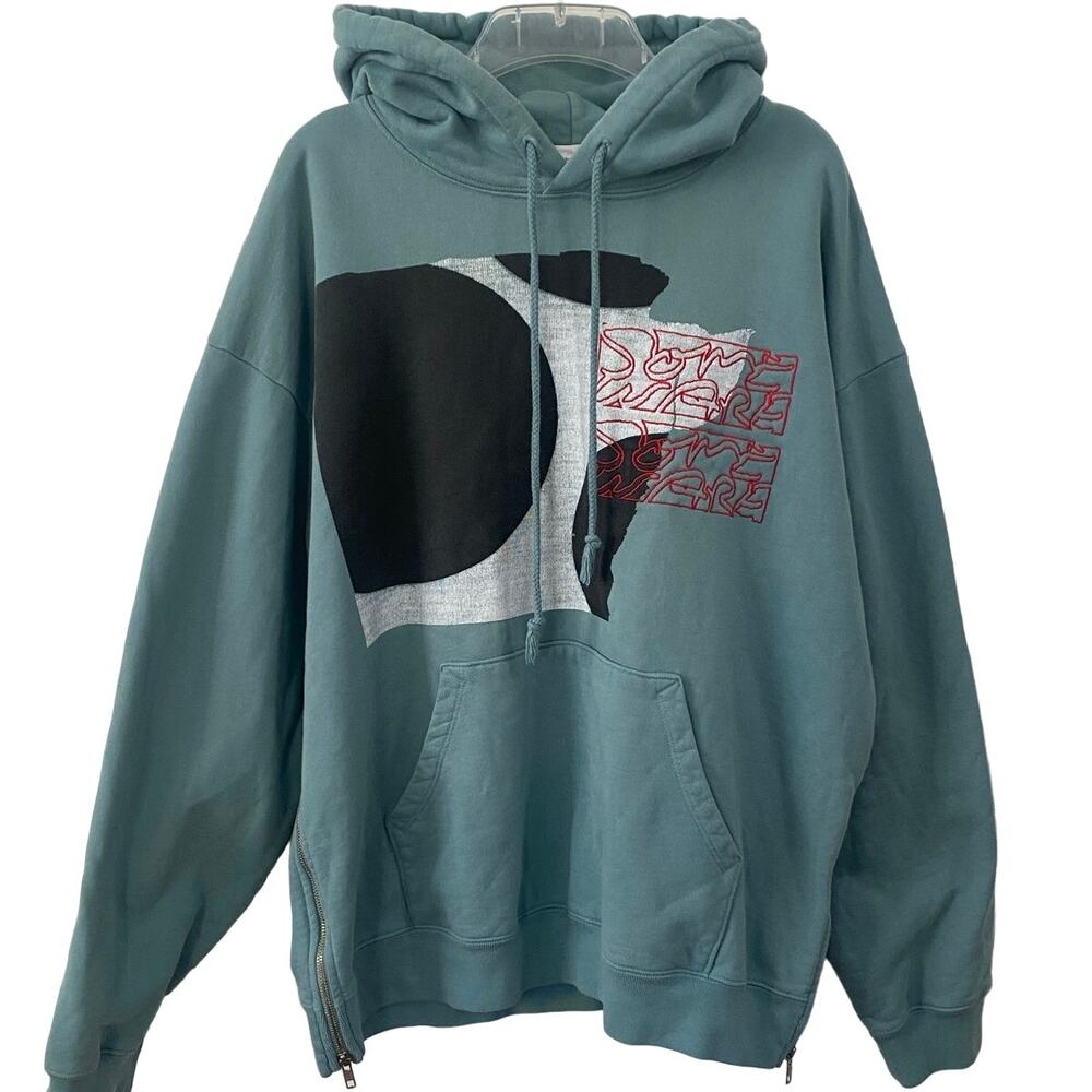 Some Ware Logo Embroidered Hoodie Organic Loopback Cotton Zen Green Size Large